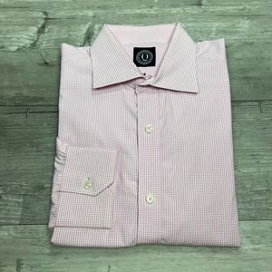 Q Custom Clothier White w/ Pink Check Slim Dress Shirt 16.5 34/35